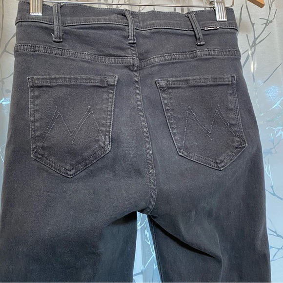 MOTHER The hustler ankle fray second chance gray black high waisted crop jeans - Picture 9 of 16